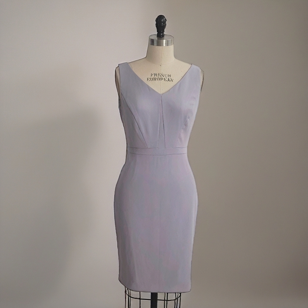 White House Black Market Lavender Sleeveless Sheath Dress | V-Neck Size 6
